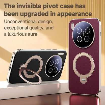 Skin Feel Leather Texture Cooling MagSafe Phone Case with 360 Degrees Rotating Holder, For vivo X300 Pro, For vivo X300 engski6123 OnePlus &amp; OPPO Accessories vivo X300 Pro X300 Pro Cases - APEXEL INDIA - Mobile Lens - Mobile Camera Lens - Cellphone Accessories - Phone Lens - Smartphone Lens