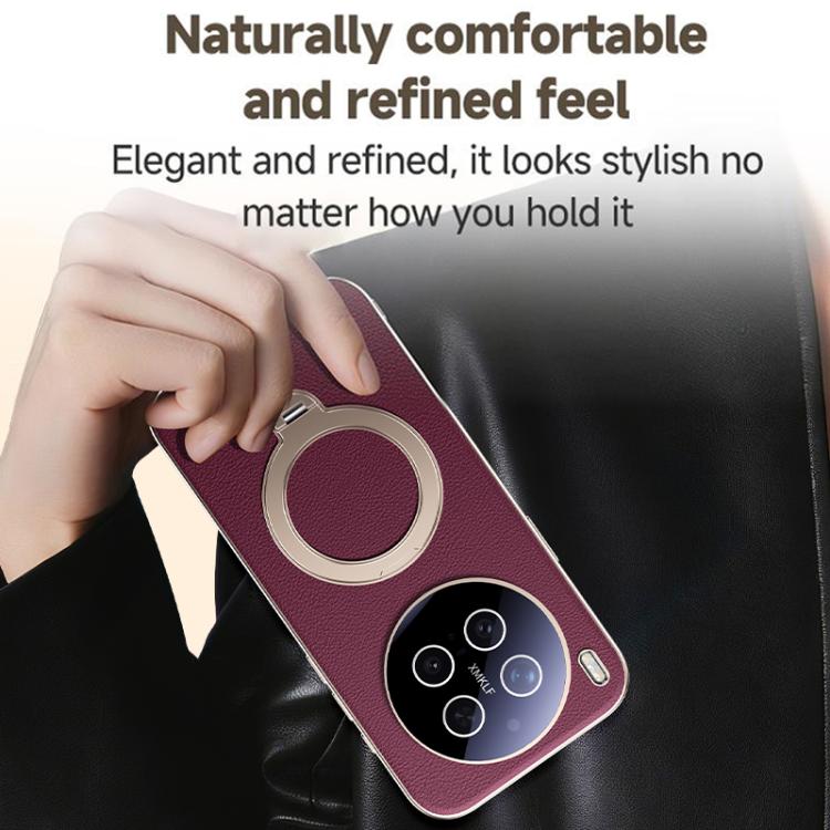 Skin Feel Leather Texture Cooling MagSafe Phone Case with 360 Degrees Rotating Holder, For vivo X300 Pro, For vivo X300 engski6123 OnePlus &amp; OPPO Accessories vivo X300 Pro X300 Pro Cases - APEXEL INDIA - Mobile Lens - Mobile Camera Lens - Cellphone Accessories - Phone Lens - Smartphone Lens