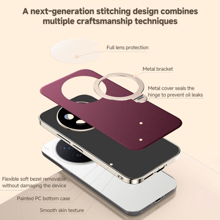 Skin Feel Leather Texture Cooling MagSafe Phone Case with 360 Degrees Rotating Holder, For vivo X300 Pro, For vivo X300 engski6123 OnePlus &amp; OPPO Accessories vivo X300 Pro X300 Pro Cases - APEXEL INDIA - Mobile Lens - Mobile Camera Lens - Cellphone Accessories - Phone Lens - Smartphone Lens