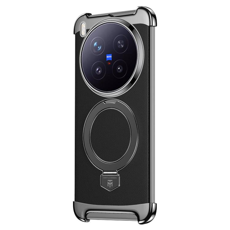 Borderless MagSafe Ring Holder Plain Leather Phone Case, For vivo X300 Pro, For vivo X300 engbor6125 OnePlus &amp; OPPO Accessories vivo X300 Pro X300 Pro Cases - APEXEL INDIA - Mobile Lens - Mobile Camera Lens - Cellphone Accessories - Phone Lens - Smartphone Lens