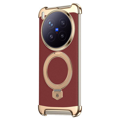 Borderless MagSafe Ring Holder Plain Leather Phone Case, For vivo X300 Pro, For vivo X300 engbor6125 OnePlus &amp; OPPO Accessories vivo X300 Pro X300 Pro Cases - APEXEL INDIA - Mobile Lens - Mobile Camera Lens - Cellphone Accessories - Phone Lens - Smartphone Lens