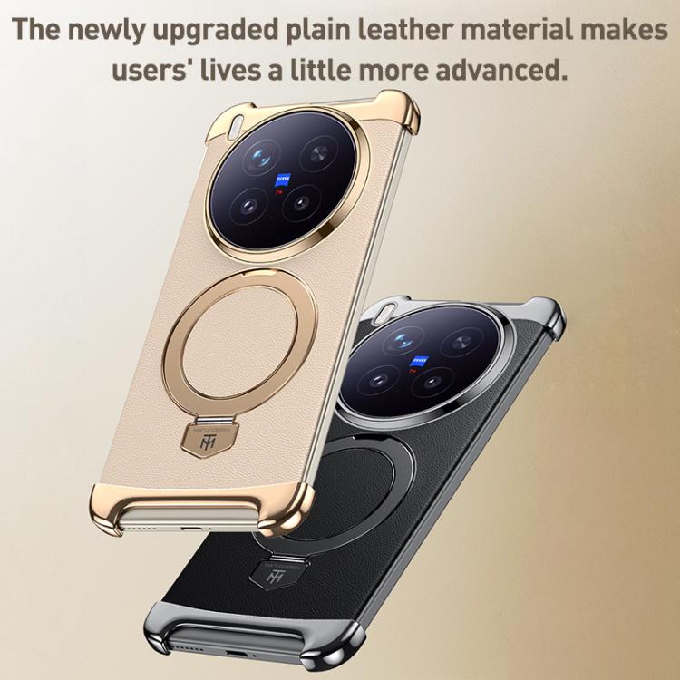 Borderless MagSafe Ring Holder Plain Leather Phone Case, For vivo X300 Pro, For vivo X300 engbor6125 OnePlus &amp; OPPO Accessories vivo X300 Pro X300 Pro Cases - APEXEL INDIA - Mobile Lens - Mobile Camera Lens - Cellphone Accessories - Phone Lens - Smartphone Lens