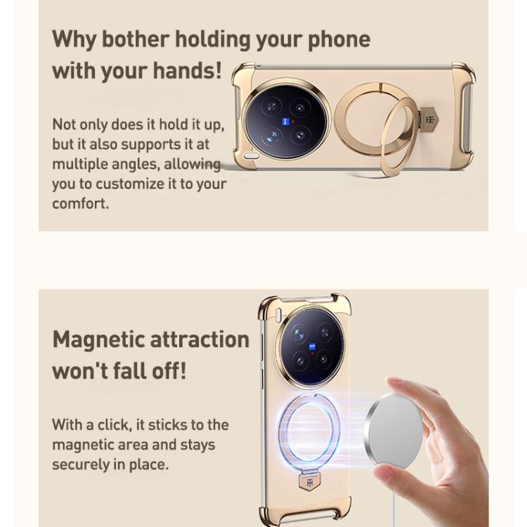 Borderless MagSafe Ring Holder Plain Leather Phone Case, For vivo X300 Pro, For vivo X300 engbor6125 OnePlus &amp; OPPO Accessories vivo X300 Pro X300 Pro Cases - APEXEL INDIA - Mobile Lens - Mobile Camera Lens - Cellphone Accessories - Phone Lens - Smartphone Lens