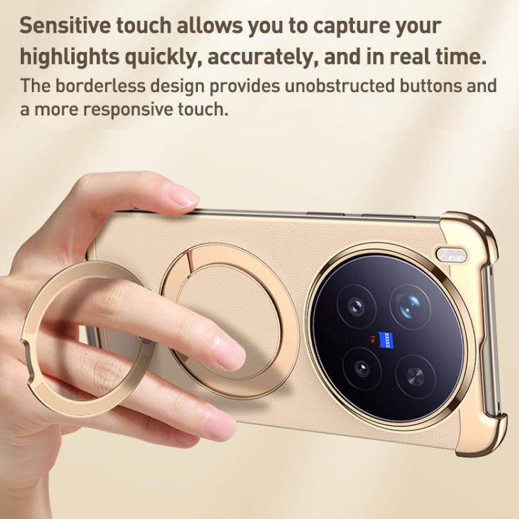 Borderless MagSafe Ring Holder Plain Leather Phone Case, For vivo X300 Pro, For vivo X300 engbor6125 OnePlus &amp; OPPO Accessories vivo X300 Pro X300 Pro Cases - APEXEL INDIA - Mobile Lens - Mobile Camera Lens - Cellphone Accessories - Phone Lens - Smartphone Lens