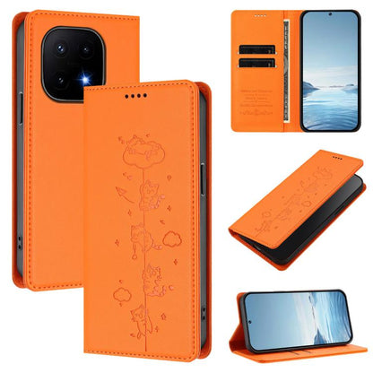 Cute Cats Embossed Magnetic RFID Vegan Leather Phone Case, For vivo Y500 Pro 5G, For vivo iQOO 15 5G