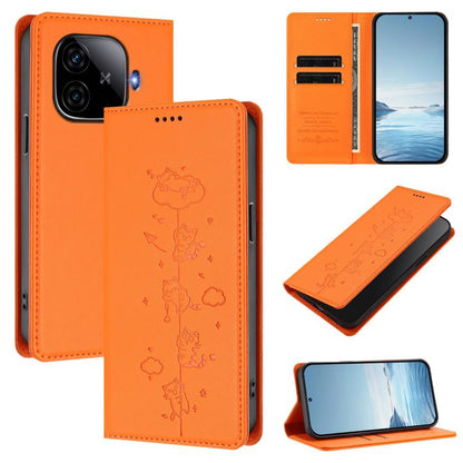 Cute Cats Embossed Magnetic RFID Vegan Leather Phone Case, For vivo iQOO Z9x, For vivo iQOO Z9 5G / Z9 Turbo 5G