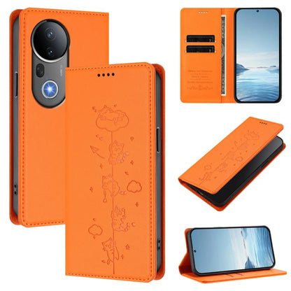 Cute Cats Embossed Magnetic RFID Vegan Leather Phone Case, For vivo S20 Pro 5G, For vivo V40 Lite 5G / 4G / Y300 5G IDN