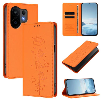 Cute Cats Embossed Magnetic RFID Vegan Leather Phone Case, For vivo Y400 Pro 5G, For vivo S30