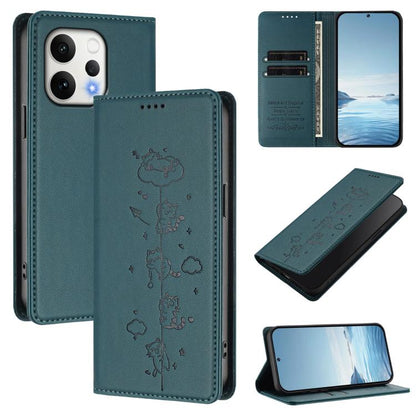 Cute Cats Embossed Magnetic RFID Vegan Leather Phone Case, For vivo S50 5G, For vivo V60 5G / V60e 5G
