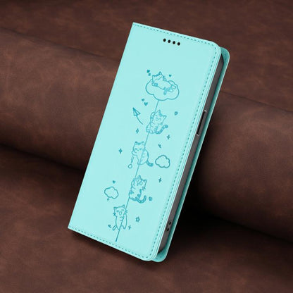 Cute Cats Embossed Magnetic RFID Vegan Leather Phone Case, For vivo X100s 5G, For vivo Y38 5G / T3x 5G