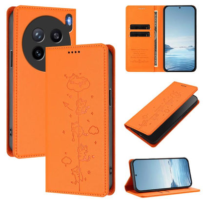 Cute Cats Embossed Magnetic RFID Vegan Leather Phone Case, For vivo X200s 5G, For vivo Y300 Pro+ 5G / T4 5G
