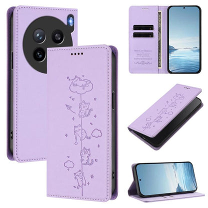 Cute Cats Embossed Magnetic RFID Vegan Leather Phone Case, For vivo X200s 5G, For vivo Y300 Pro+ 5G / T4 5G