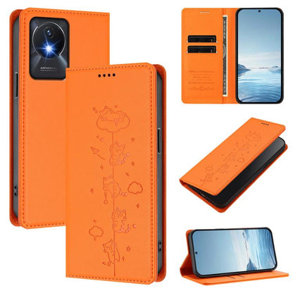 Cute Cats Embossed Magnetic RFID Vegan Leather Phone Case, For vivo Y02A / Y02 4G / Y11, For vivo Y56 5G / Y16 4G / Y02s 4G
