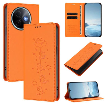 Cute Cats Embossed Magnetic RFID Vegan Leather Phone Case, For vivo Y39 5G, For vivo Y29 4G / T4x 5G