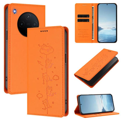 Cute Cats Embossed Magnetic RFID Vegan Leather Phone Case, For vivo Y500 Pro 5G, For vivo iQOO 15 5G