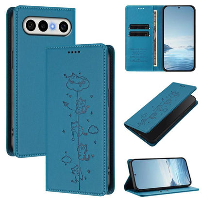 Cute Cats Embossed Magnetic RFID Vegan Leather Phone Case, For vivo X300 FE 5G / S50 Pro mini 5G, For vivo X300s