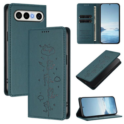 Cute Cats Embossed Magnetic RFID Vegan Leather Phone Case, For vivo X300 FE 5G / S50 Pro mini 5G, For vivo X300s