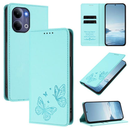 Strong Magnetic Dual Butterfly RFID Vegan Leather Phone Case, For vivo Y21 5G Global / Y05 4G, For vivo V70 FE