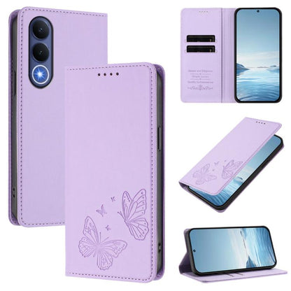 Strong Magnetic Dual Butterfly RFID Vegan Leather Phone Case, For vivo Y21 5G Global / Y05 4G, For vivo V70 FE