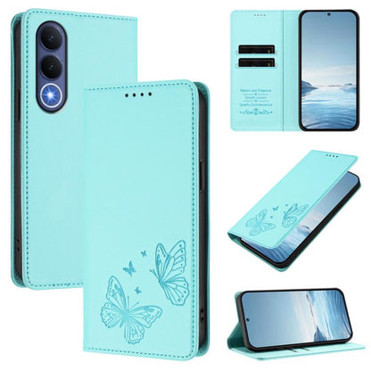 Strong Magnetic Dual Butterfly RFID Vegan Leather Phone Case, For vivo Y21 5G Global / Y05 4G, For vivo V70 FE