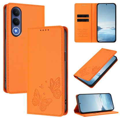 Strong Magnetic Dual Butterfly RFID Vegan Leather Phone Case, For vivo Y21 5G Global / Y05 4G, For vivo V70 FE