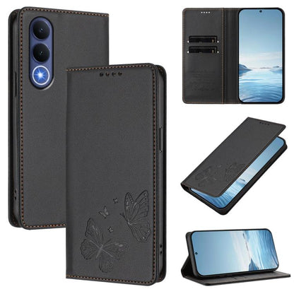 Strong Magnetic Dual Butterfly RFID Vegan Leather Phone Case, For vivo Y21 5G Global / Y05 4G, For vivo V70 FE