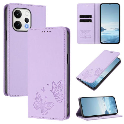 Strong Magnetic Dual Butterfly RFID Vegan Leather Phone Case, For vivo V70 5G / V70 Elite 5G Global, For vivo X300 Ultra