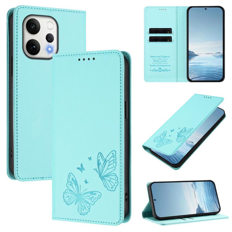 Strong Magnetic Dual Butterfly RFID Vegan Leather Phone Case, For vivo V70 5G / V70 Elite 5G Global, For vivo X300 Ultra