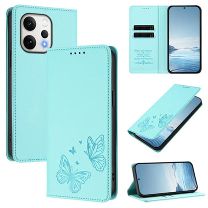 Strong Magnetic Dual Butterfly RFID Vegan Leather Phone Case, For vivo V70 5G / V70 Elite 5G Global, For vivo X300 Ultra