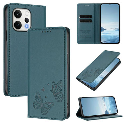 Strong Magnetic Dual Butterfly RFID Vegan Leather Phone Case, For vivo V70 5G / V70 Elite 5G Global, For vivo X300 Ultra