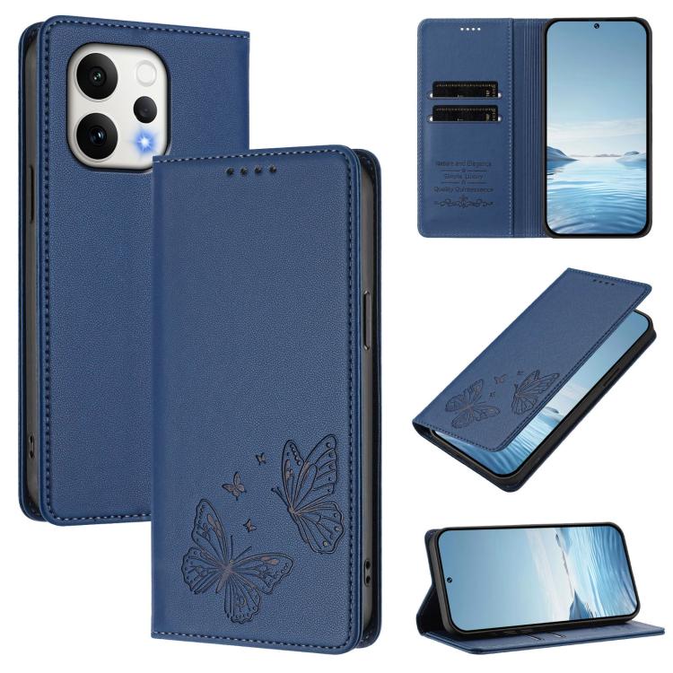 Strong Magnetic Dual Butterfly RFID Vegan Leather Phone Case, For vivo V70 5G / V70 Elite 5G Global, For vivo X300 Ultra