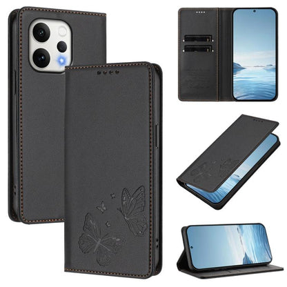 Strong Magnetic Dual Butterfly RFID Vegan Leather Phone Case, For vivo V70 5G / V70 Elite 5G Global, For vivo X300 Ultra