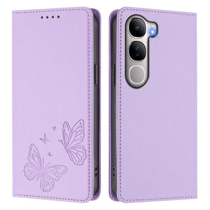 Strong Magnetic Dual Butterfly RFID Vegan Leather Phone Case, For vivo Y31 5G Global / Y21d 4G, For vivo iQOO 15 5G