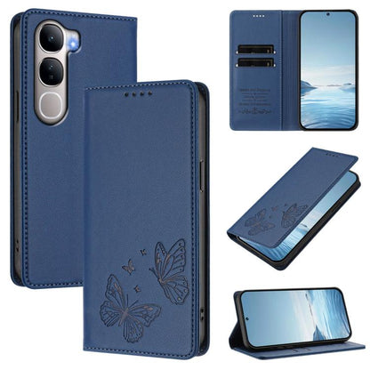 Strong Magnetic Dual Butterfly RFID Vegan Leather Phone Case, For vivo Y31 5G Global / Y21d 4G, For vivo iQOO 15 5G