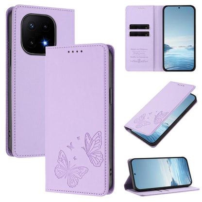 Strong Magnetic Dual Butterfly RFID Vegan Leather Phone Case, For vivo Y31 5G Global / Y21d 4G, For vivo iQOO 15 5G