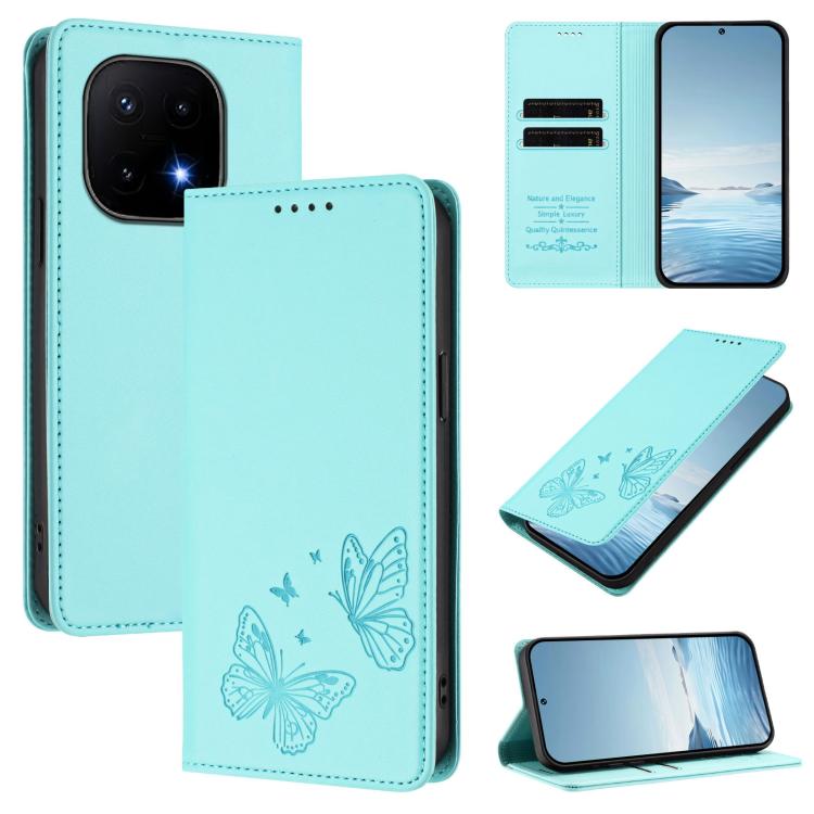 Strong Magnetic Dual Butterfly RFID Vegan Leather Phone Case, For vivo Y31 5G Global / Y21d 4G, For vivo iQOO 15 5G