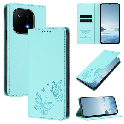 Strong Magnetic Dual Butterfly RFID Vegan Leather Phone Case, For vivo Y31 5G Global / Y21d 4G, For vivo iQOO 15 5G