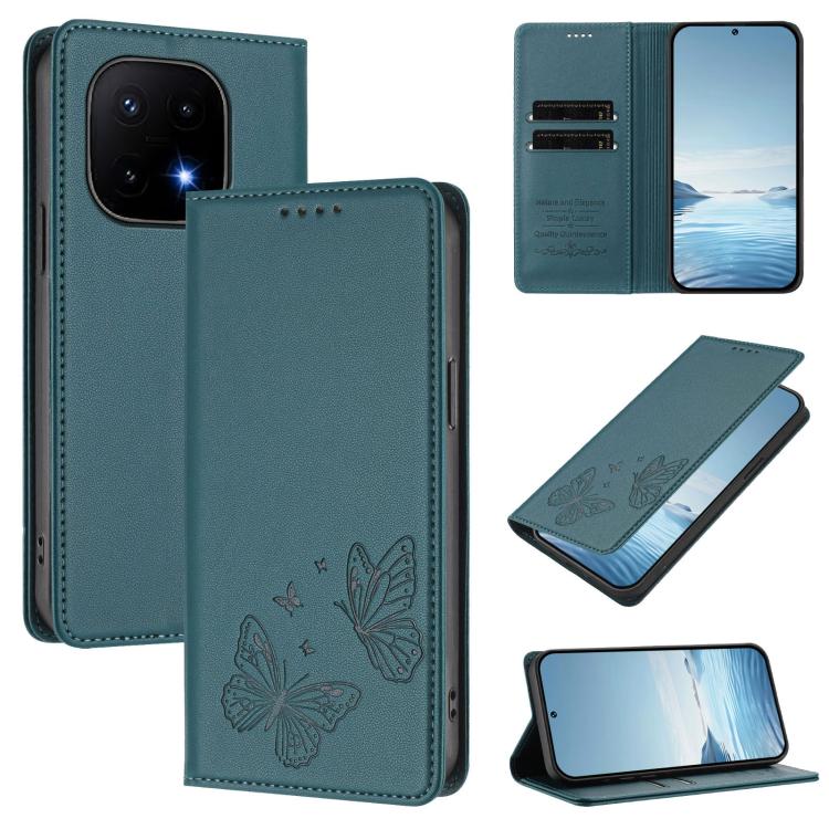 Strong Magnetic Dual Butterfly RFID Vegan Leather Phone Case, For vivo Y31 5G Global / Y21d 4G, For vivo iQOO 15 5G