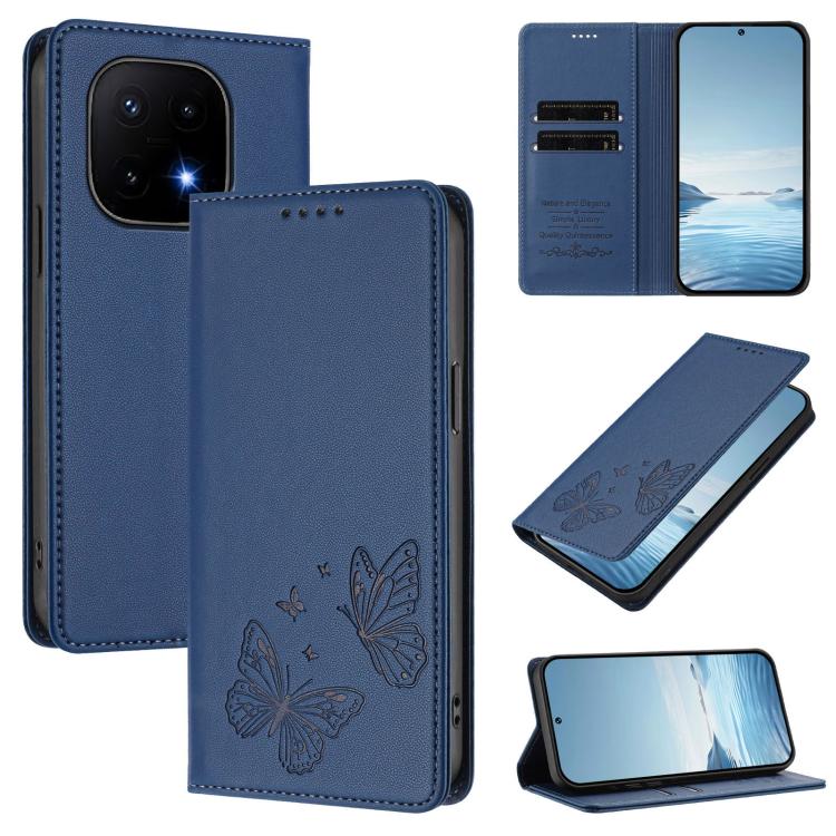 Strong Magnetic Dual Butterfly RFID Vegan Leather Phone Case, For vivo Y31 5G Global / Y21d 4G, For vivo iQOO 15 5G