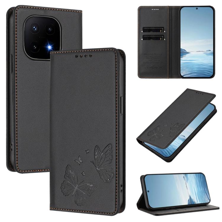 Strong Magnetic Dual Butterfly RFID Vegan Leather Phone Case, For vivo Y31 5G Global / Y21d 4G, For vivo iQOO 15 5G