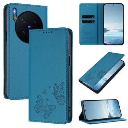 Strong Magnetic Dual Butterfly RFID Vegan Leather Phone Case, For vivo X300 Pro, For vivo X300