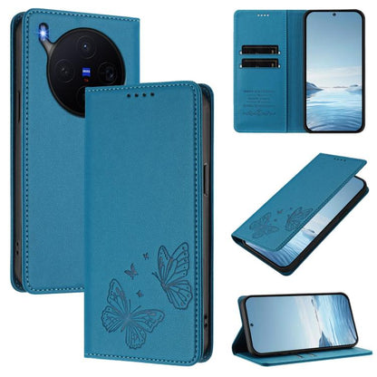 Strong Magnetic Dual Butterfly RFID Vegan Leather Phone Case, For vivo X300 Pro, For vivo X300