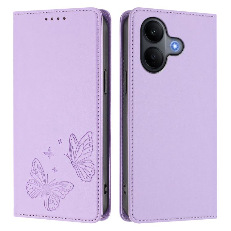 Strong Magnetic Dual Butterfly RFID Vegan Leather Phone Case, For vivo V60 Lite 5G Global, For vivo iQOO Neo10 Pro+