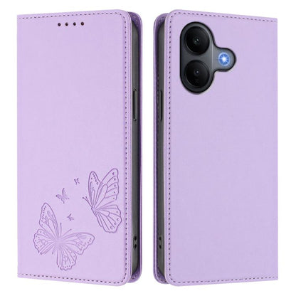 Strong Magnetic Dual Butterfly RFID Vegan Leather Phone Case, For vivo V60 Lite 5G Global, For vivo iQOO Neo10 Pro+