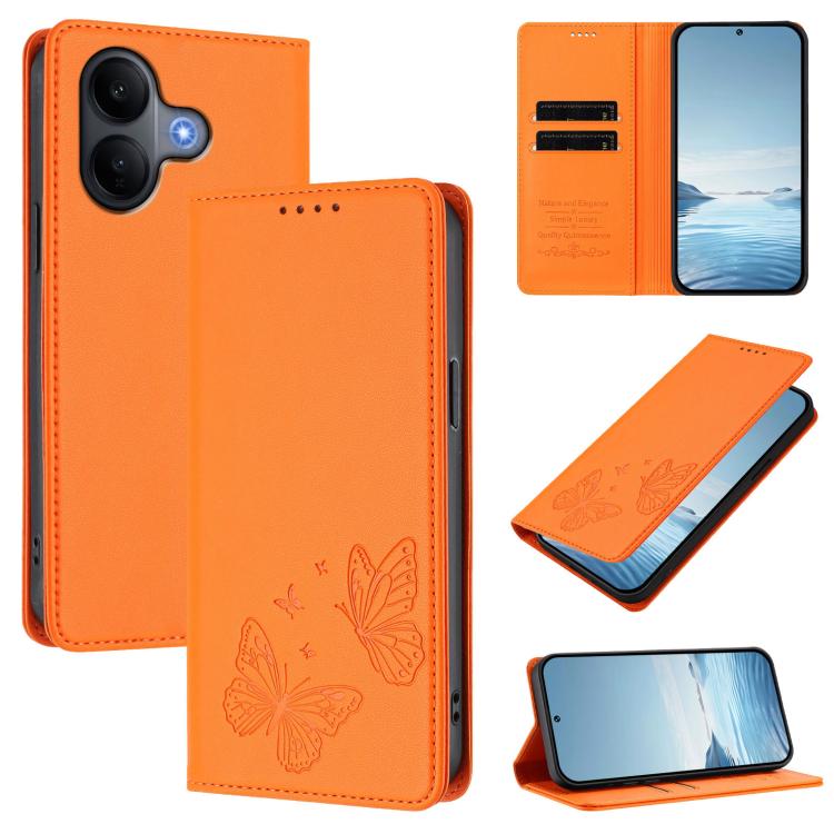 Strong Magnetic Dual Butterfly RFID Vegan Leather Phone Case, For vivo V60 Lite 5G Global, For vivo iQOO Neo10 Pro+