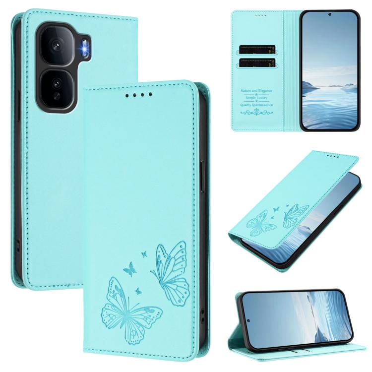 Strong Magnetic Dual Butterfly RFID Vegan Leather Phone Case, For vivo V60 Lite 5G Global, For vivo iQOO Neo10 Pro+