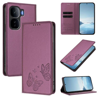 Strong Magnetic Dual Butterfly RFID Vegan Leather Phone Case, For vivo V60 Lite 5G Global, For vivo iQOO Neo10 Pro+