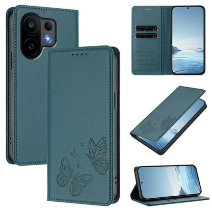 Strong Magnetic Dual Butterfly RFID Vegan Leather Phone Case, For vivo S30, For vivo X200 FE