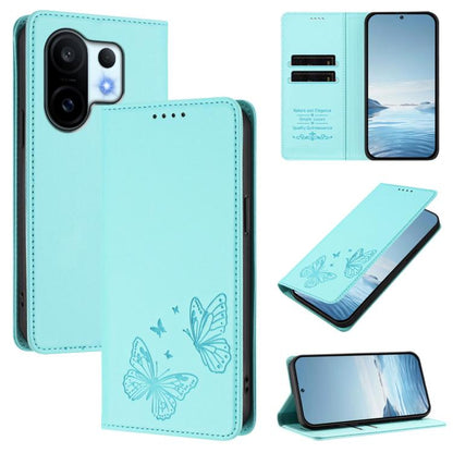 Strong Magnetic Dual Butterfly RFID Vegan Leather Phone Case, For vivo S30, For vivo X200 FE