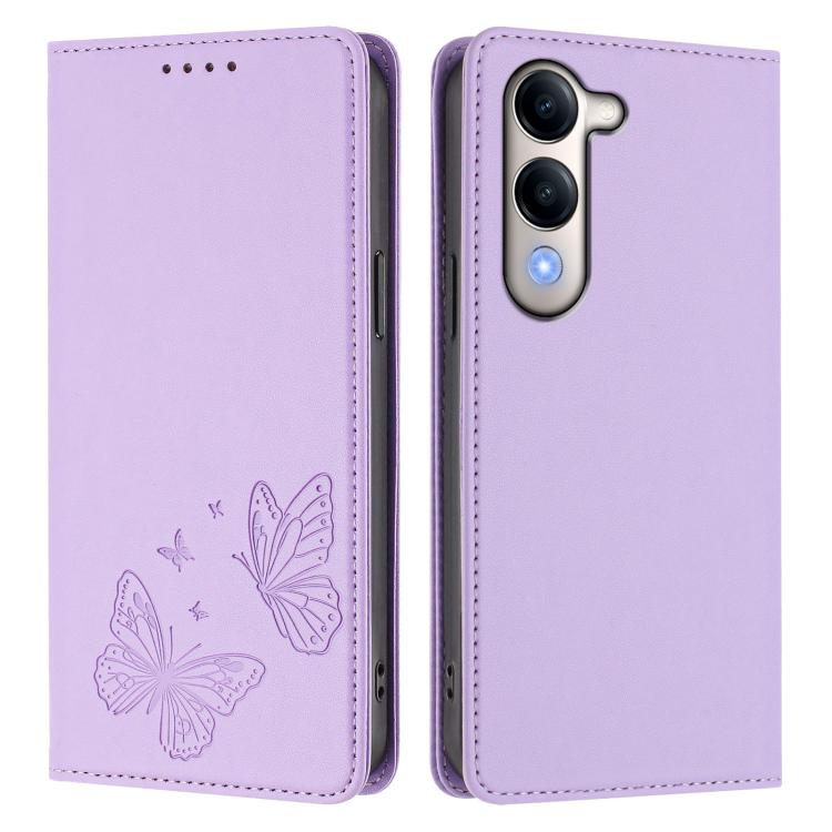 Strong Magnetic Dual Butterfly RFID Vegan Leather Phone Case, For vivo Y29s 5G Global / Y19 5G India, For vivo X200s 5G